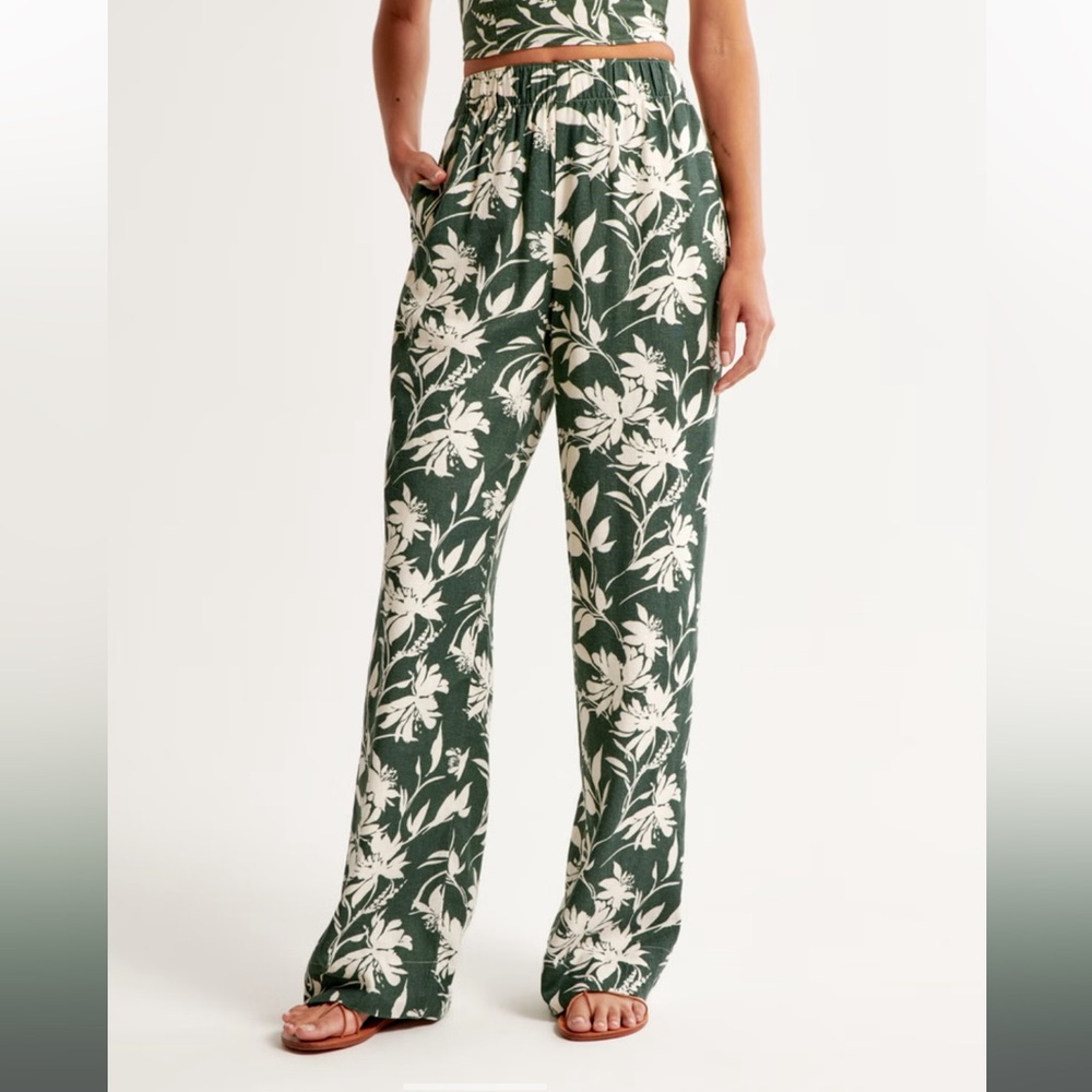 Abercrombie linen blend pull on pant